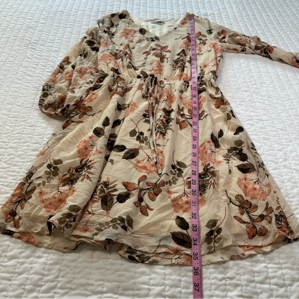Staccato Long Sleeve Floral Dress in Cream and Brown - Picture 4 of 14